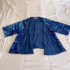 Forever 21 Blue and Aqua Tie Die Lightweight Kimono Cardigan Size Small